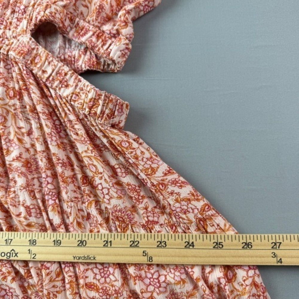 Old Navy Peach Floral Print Maxi Dress Cutout Waist XL Spring Resort Vacation - Picture 13 of 16